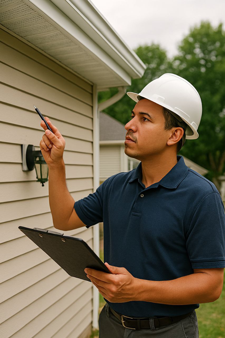 Inspector conducting exterior evaluation